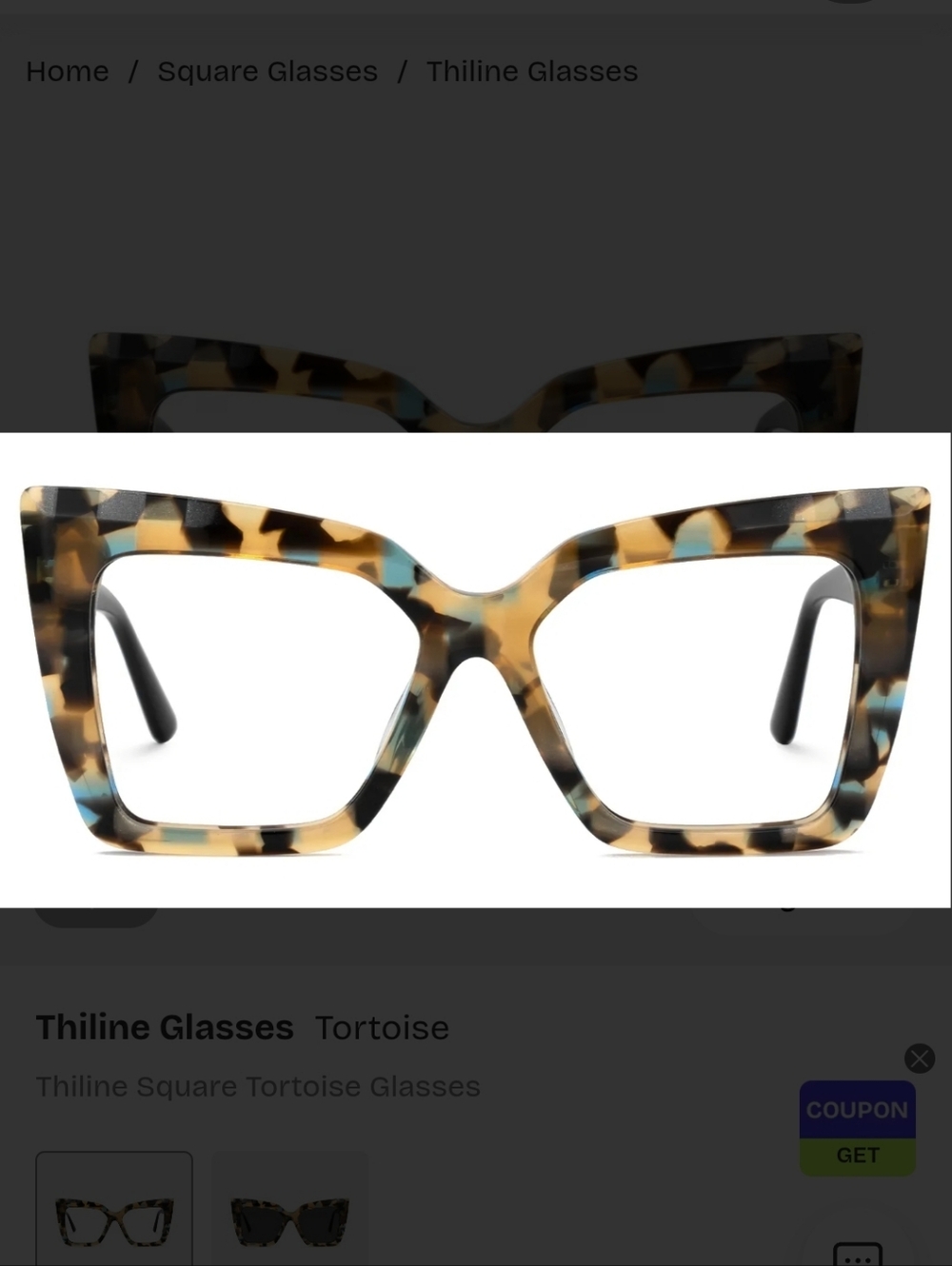 Tortoise Square Glasses - Tortoise/Blue Accent